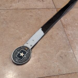 Black and White Belt With Custom Buckle